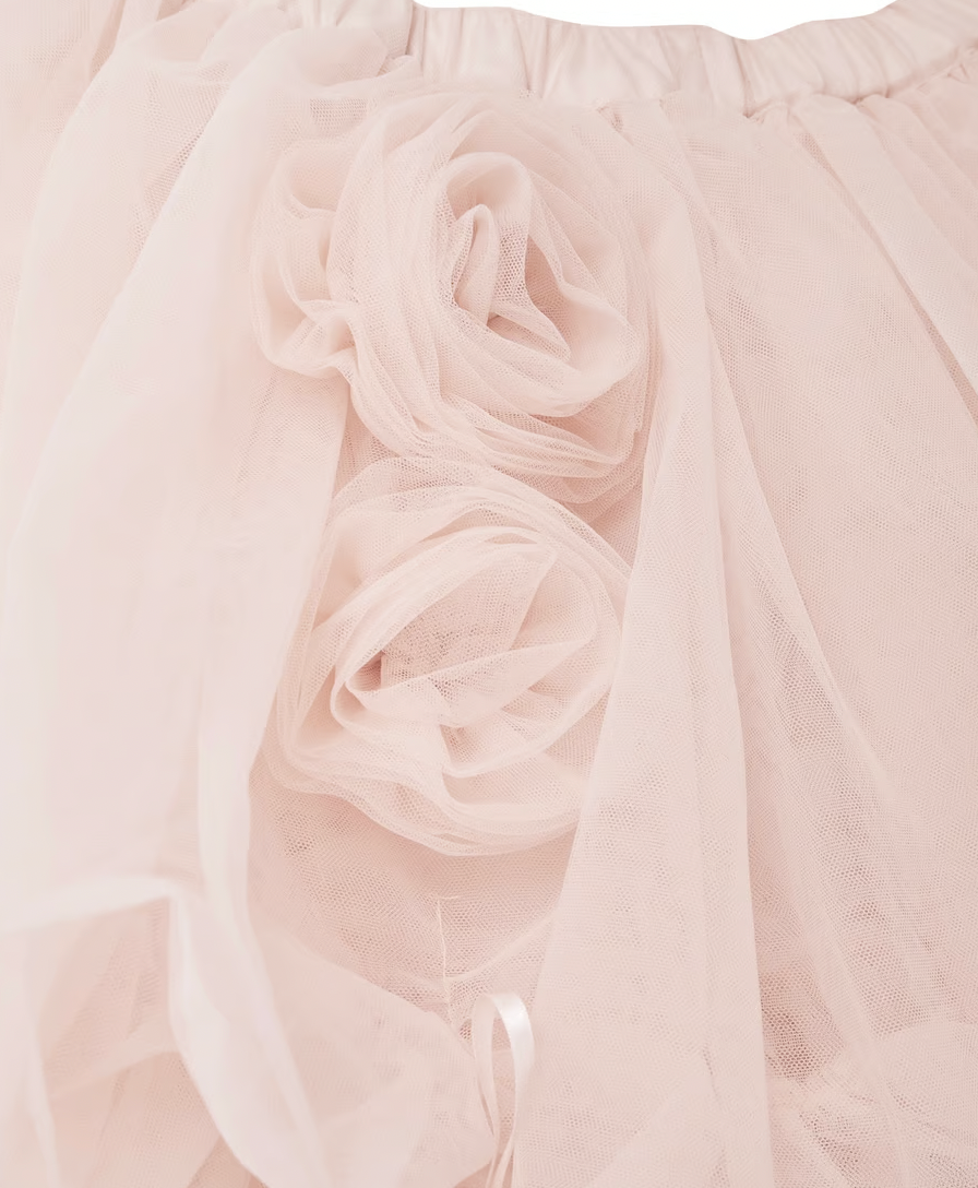 【Delivery within 2 weeks】Rose motif ribbon tulle skirt(mini)