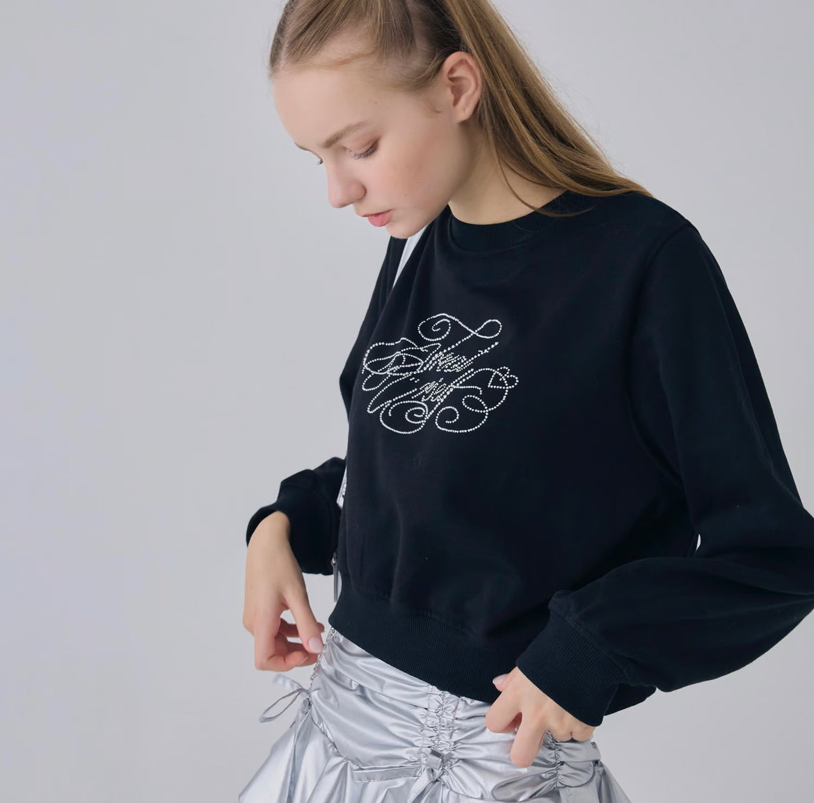 Treat Ürself logo rhinestone sweat
