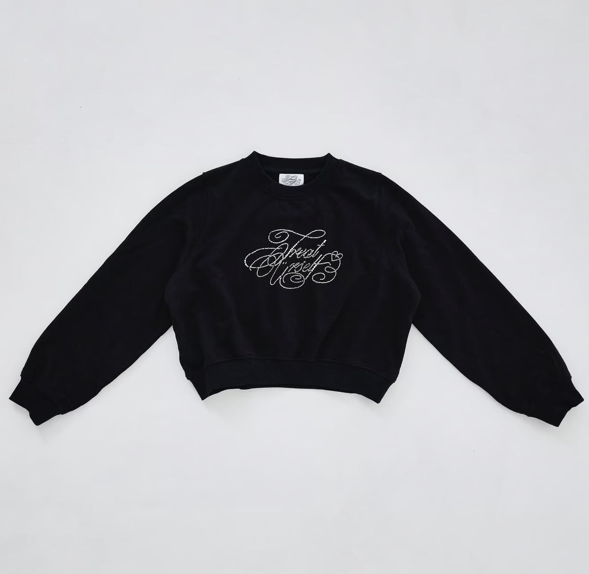 Treat Ürself logo rhinestone sweat