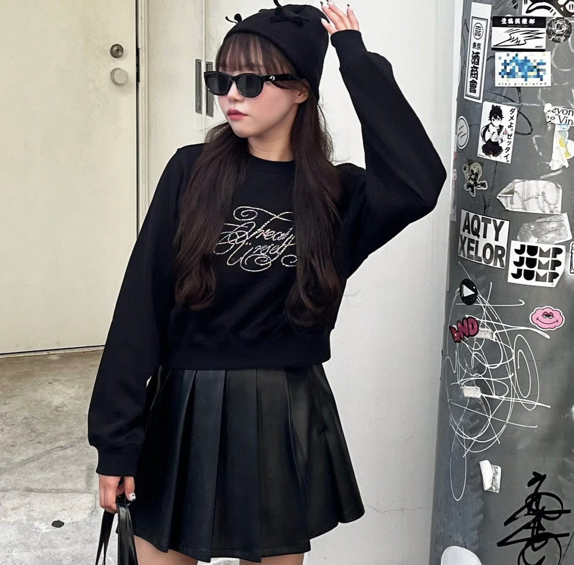 Treat Ürself logo rhinestone sweat