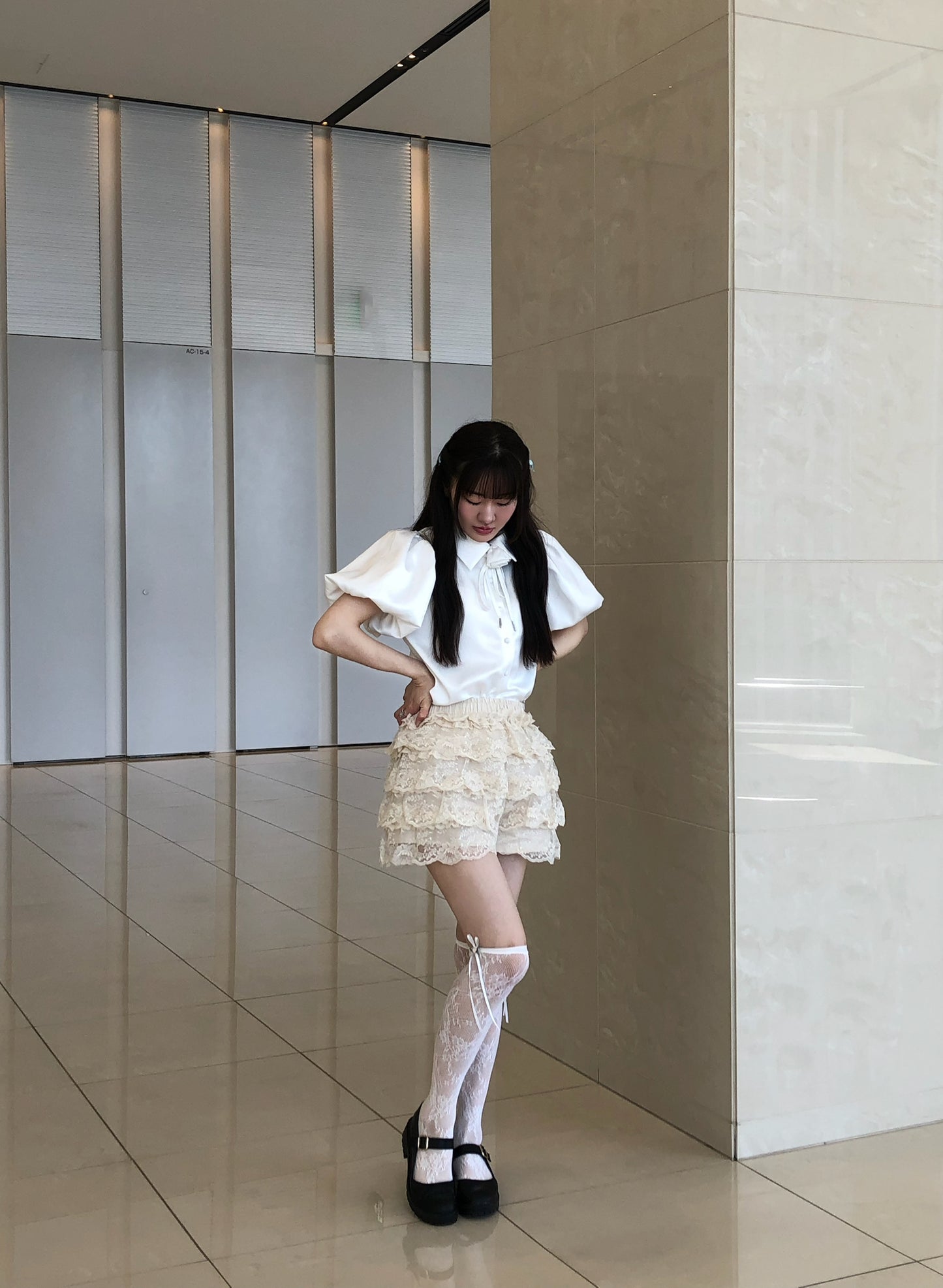 Rose choker satin puff blouse