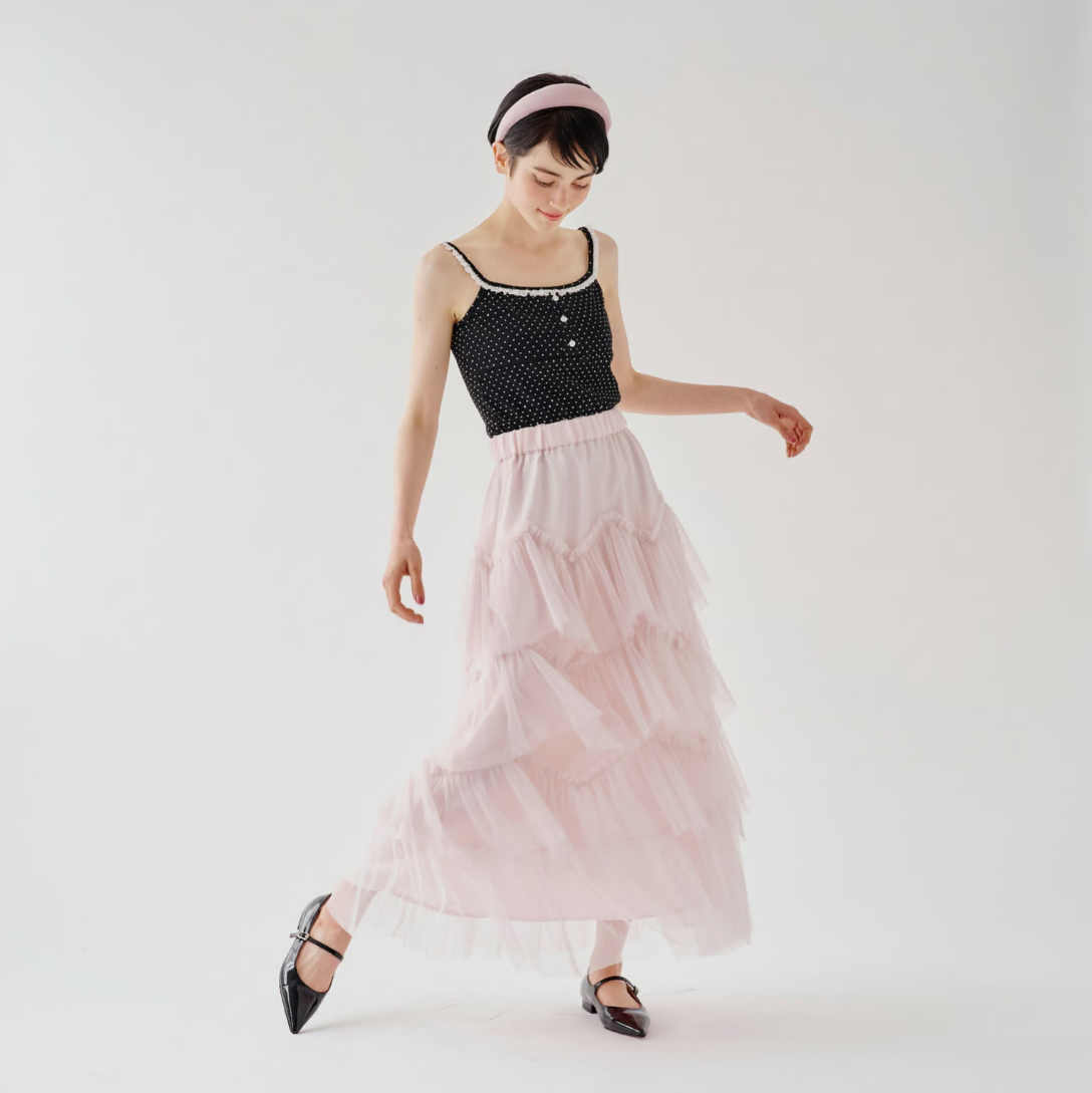Ballerina tulle glitter tiered skirt (pink)