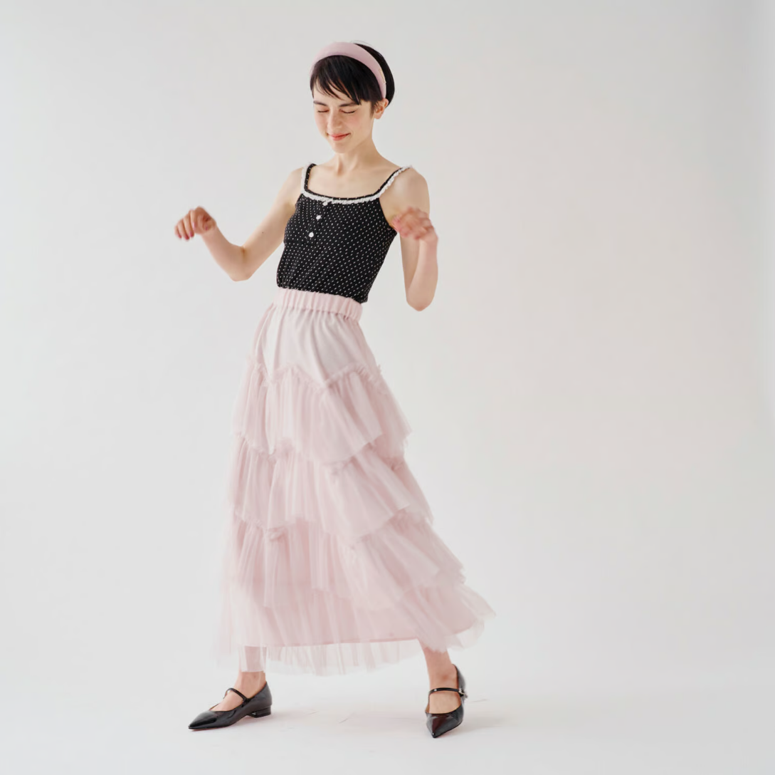 Ballerina tulle glitter tiered skirt (pink)