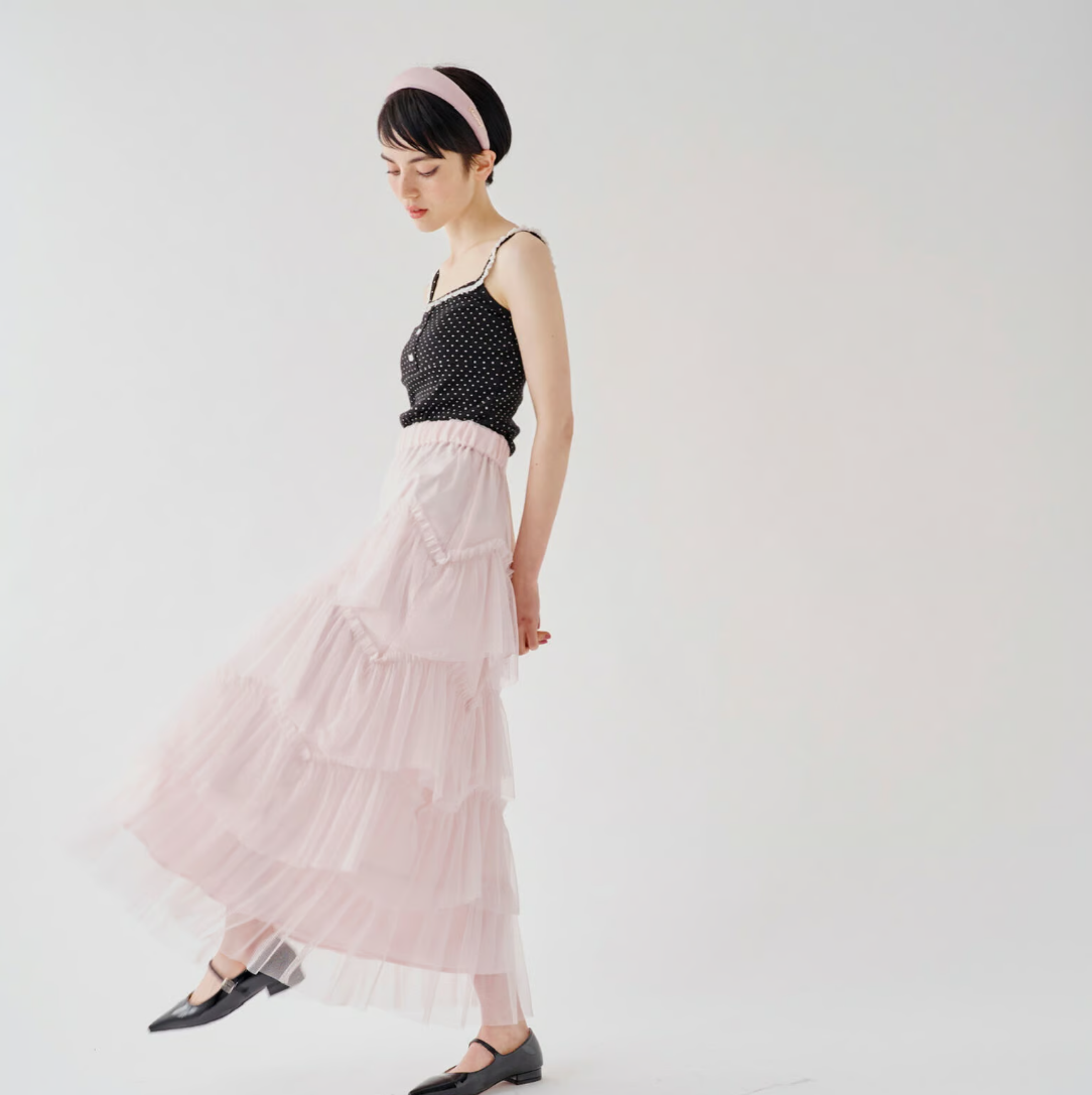 Ballerina tulle glitter tiered skirt (pink)