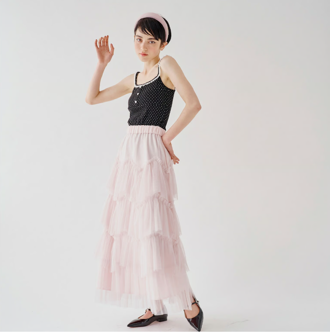 Ballerina tulle glitter tiered skirt (pink)