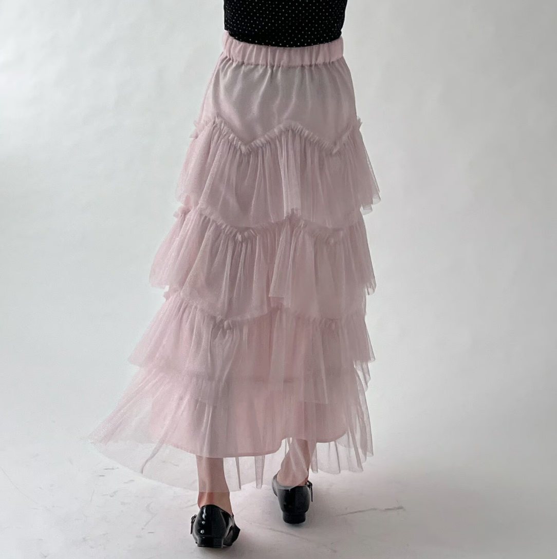 Ballerina tulle glitter tiered skirt (pink)