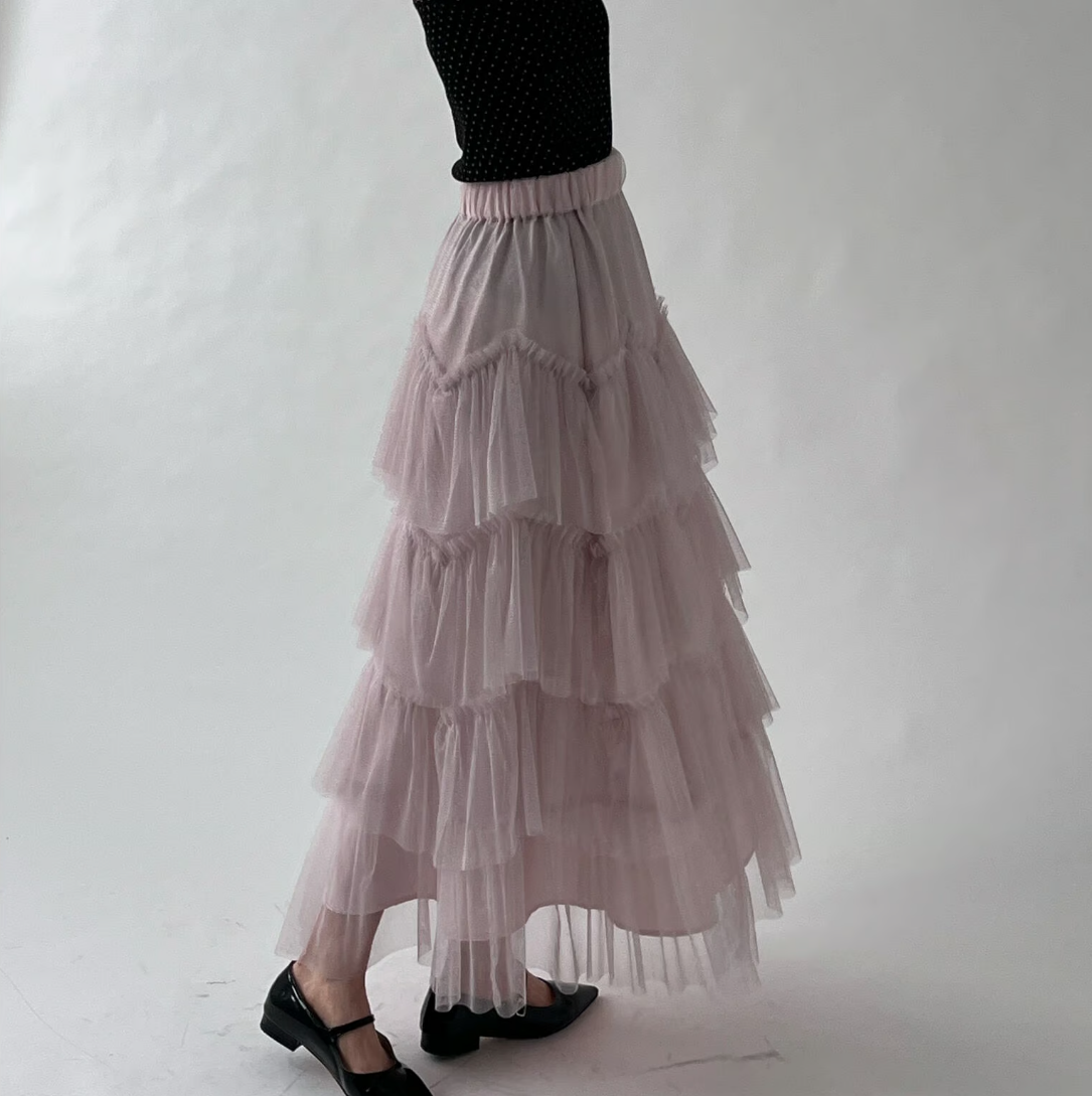 Ballerina tulle glitter tiered skirt (pink)