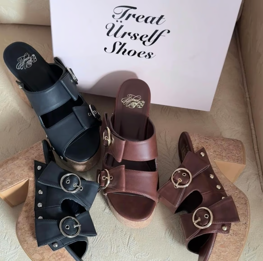 Ribbon wedge sole sandals