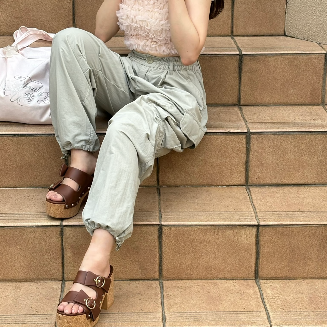 Ribbon wedge sole sandals