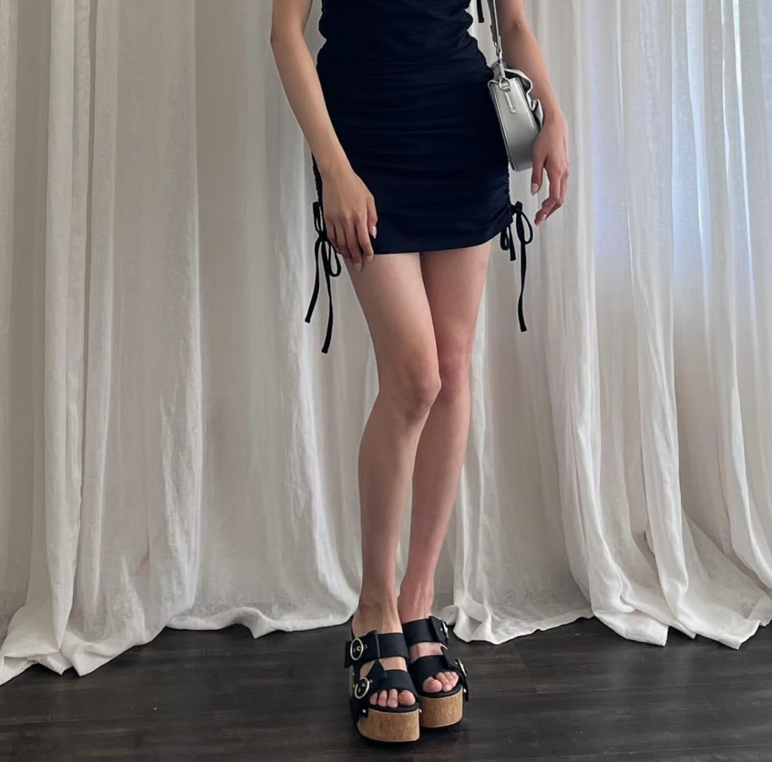 Ribbon wedge sole sandals