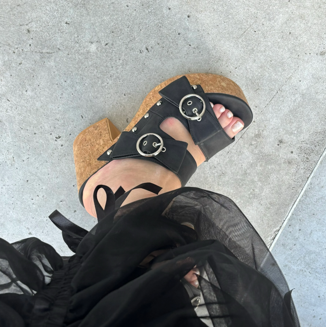 Ribbon wedge sole sandals