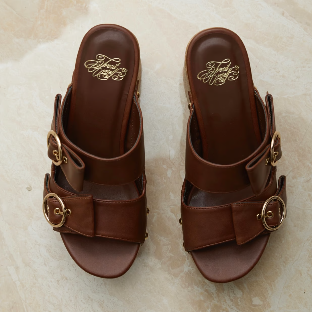 Ribbon wedge sole sandals
