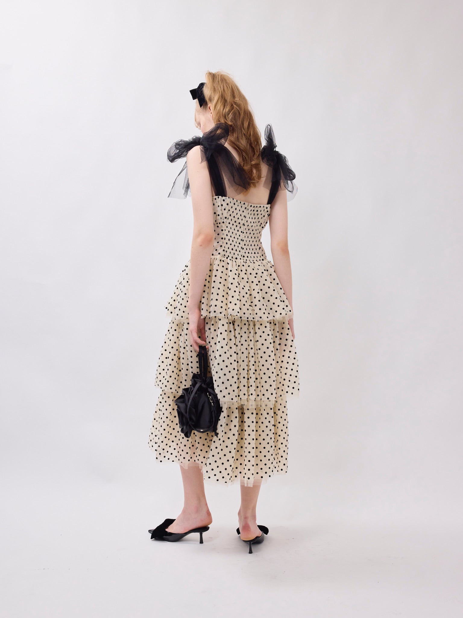 "Ballerina"ribbon tulle dot dress