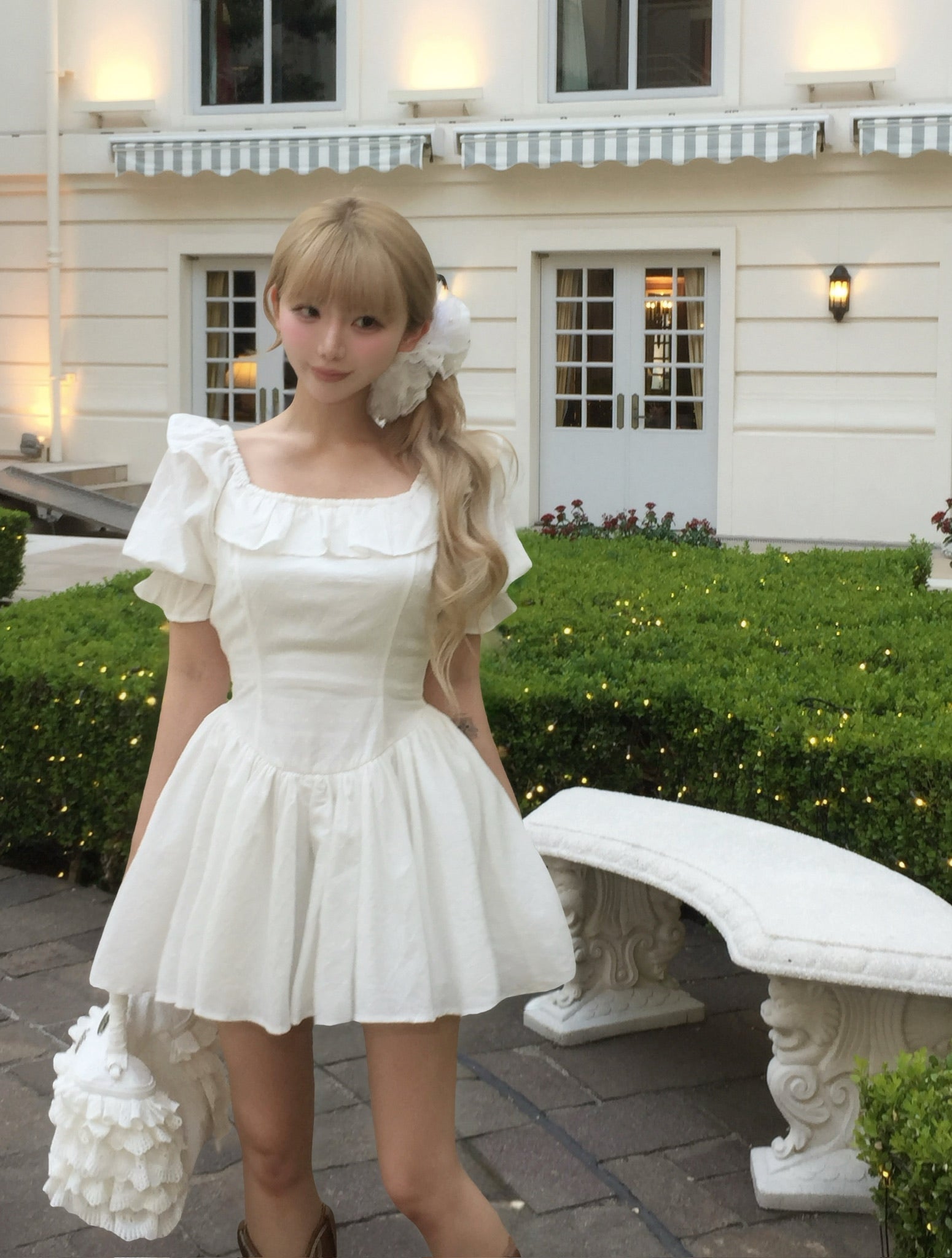 puff sleeve cotton mini one-piece
