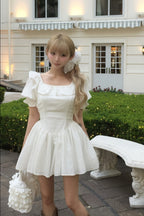 puff sleeve cotton mini one-piece