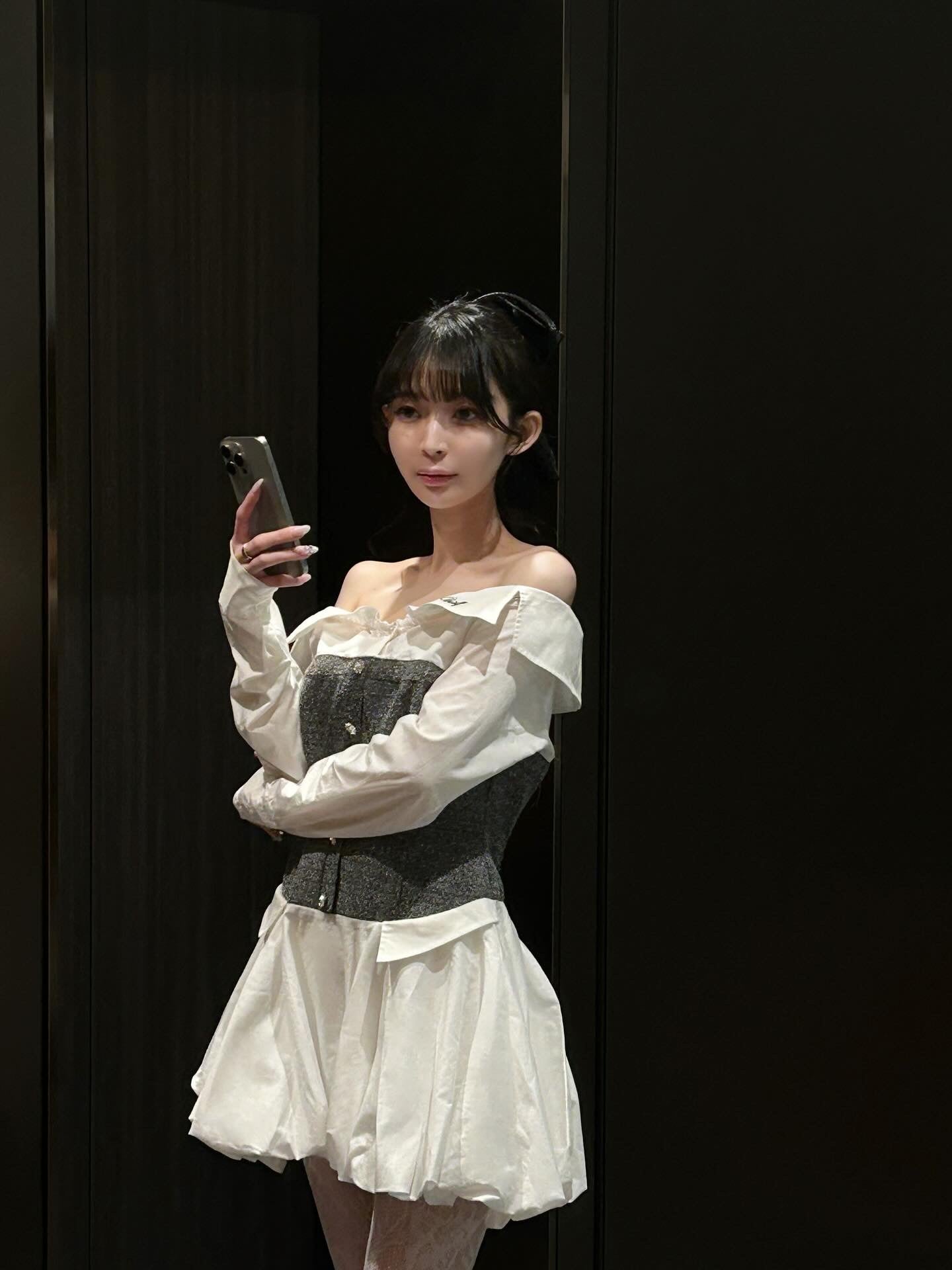 【予約販売2月中旬〜下旬】Elise Tweed Shirt one-piece