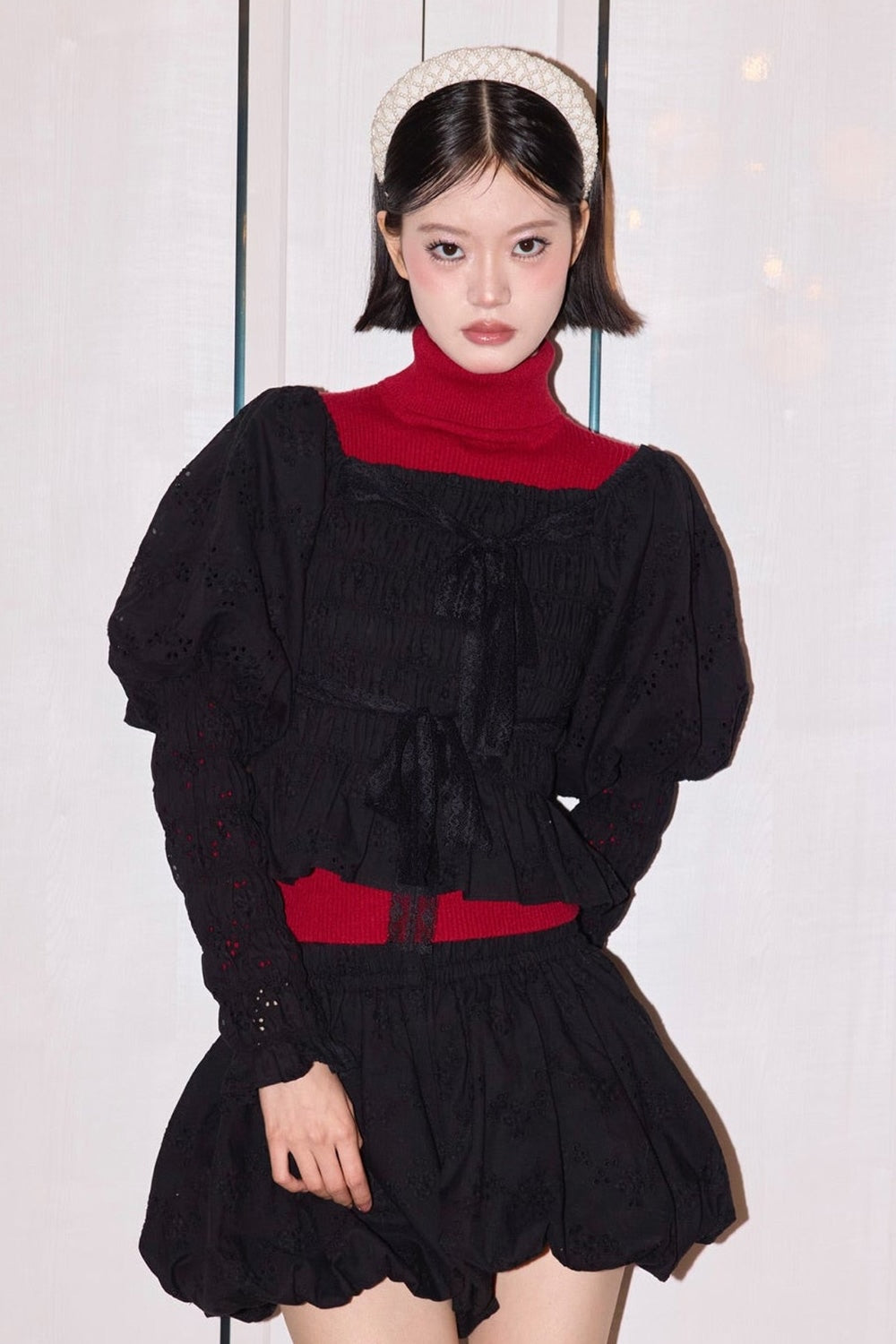 Front Ribbon Peony Puff Top