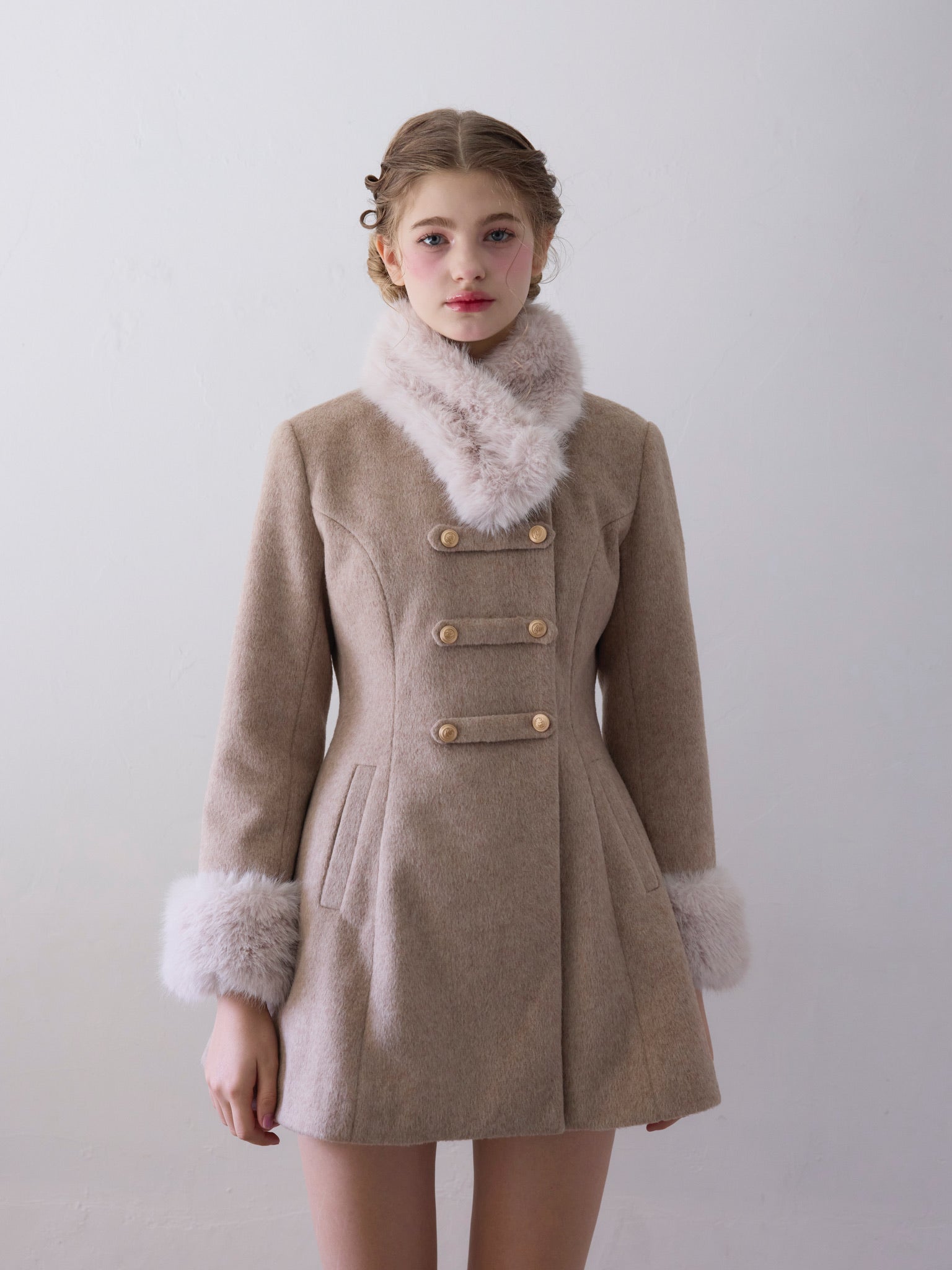 Treat Ürself アウター Muse fur flare coat 即納 Muse fur flare coat（beige） – Treat Ürself