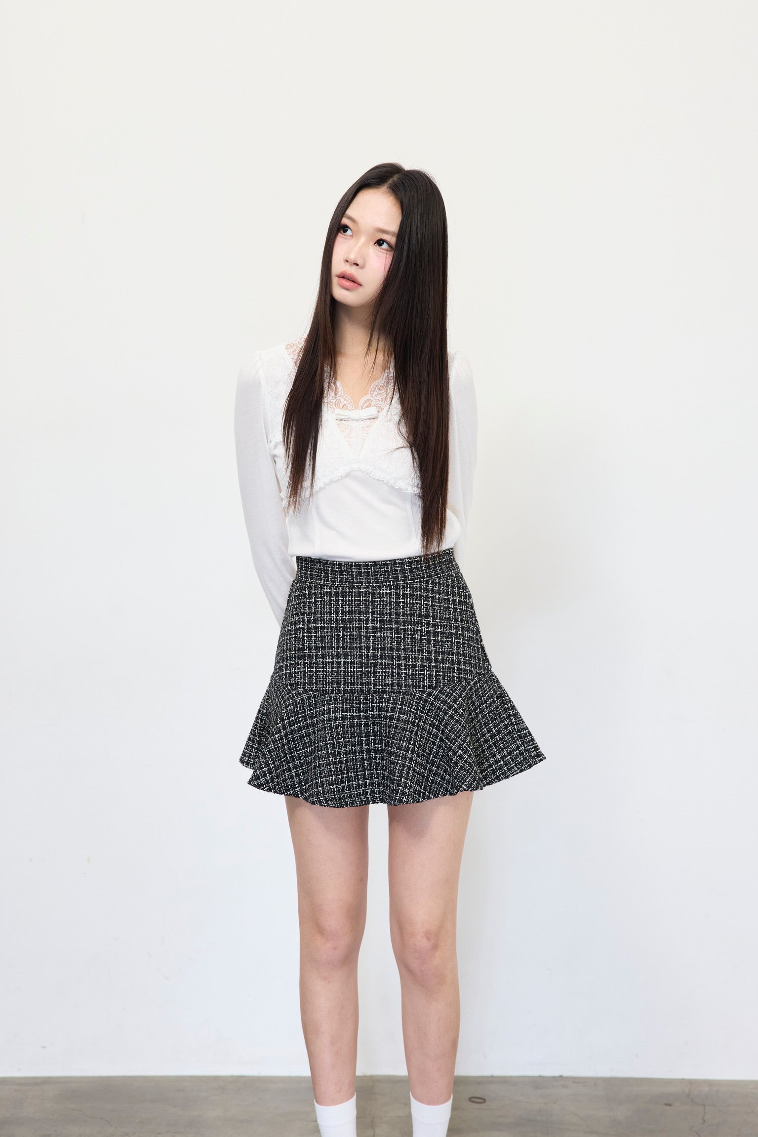 Elise Tweed Flare Mini Skirt
