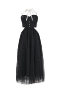Dot tulle ribbon long dress