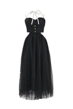 Dot tulle ribbon long dress