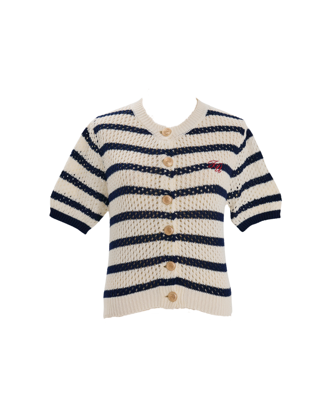 Marine border knit cardigan