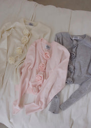 【9月下旬〜10月上旬発送】Rose flower motif cardigan