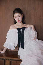 Lisa rose frill ribbon tops