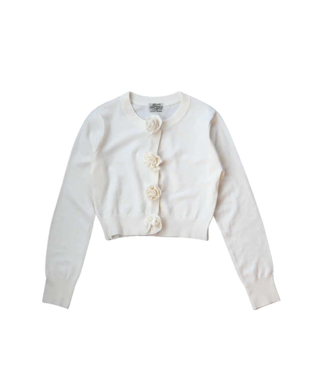 rose motif lame knit cardigan