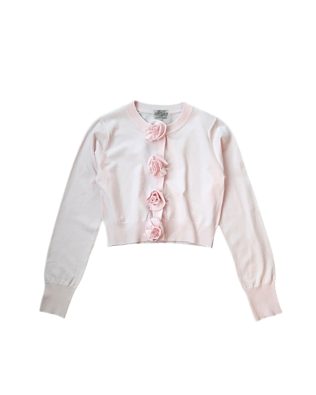 rose motif lame knit cardigan