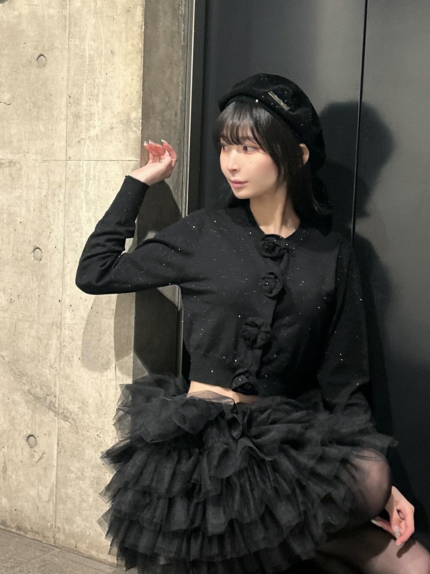 rose motif lame knit cardigan – Treat Ürself