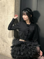 rose motif lame knit cardigan
