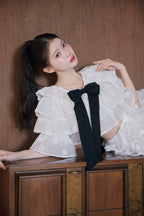 Lisa rose frill ribbon tops