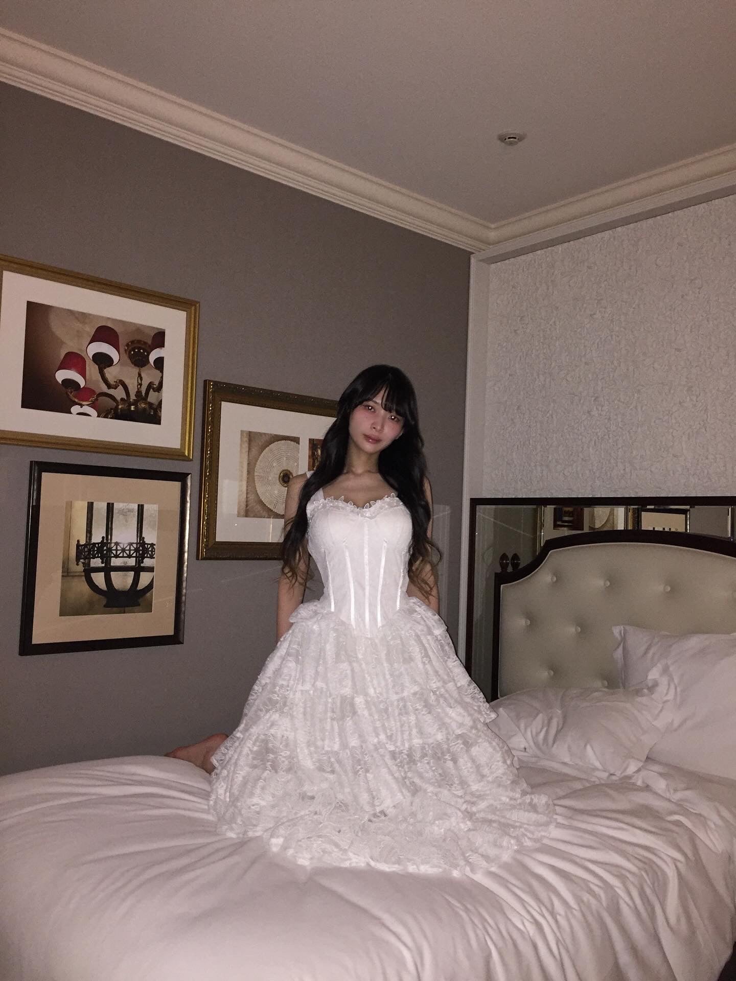 lace corset long dress