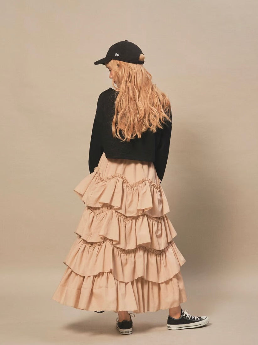 Ballerina pure tiered skirt (beige)