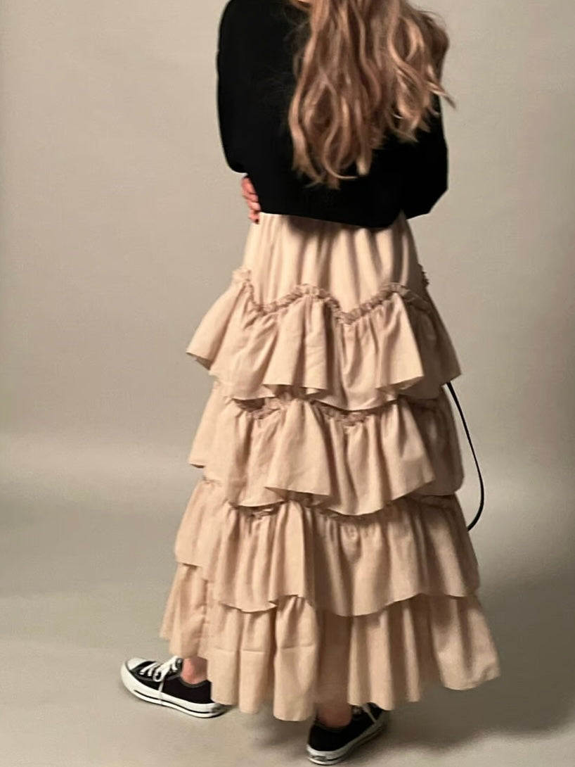 Ballerina pure tiered skirt (beige)