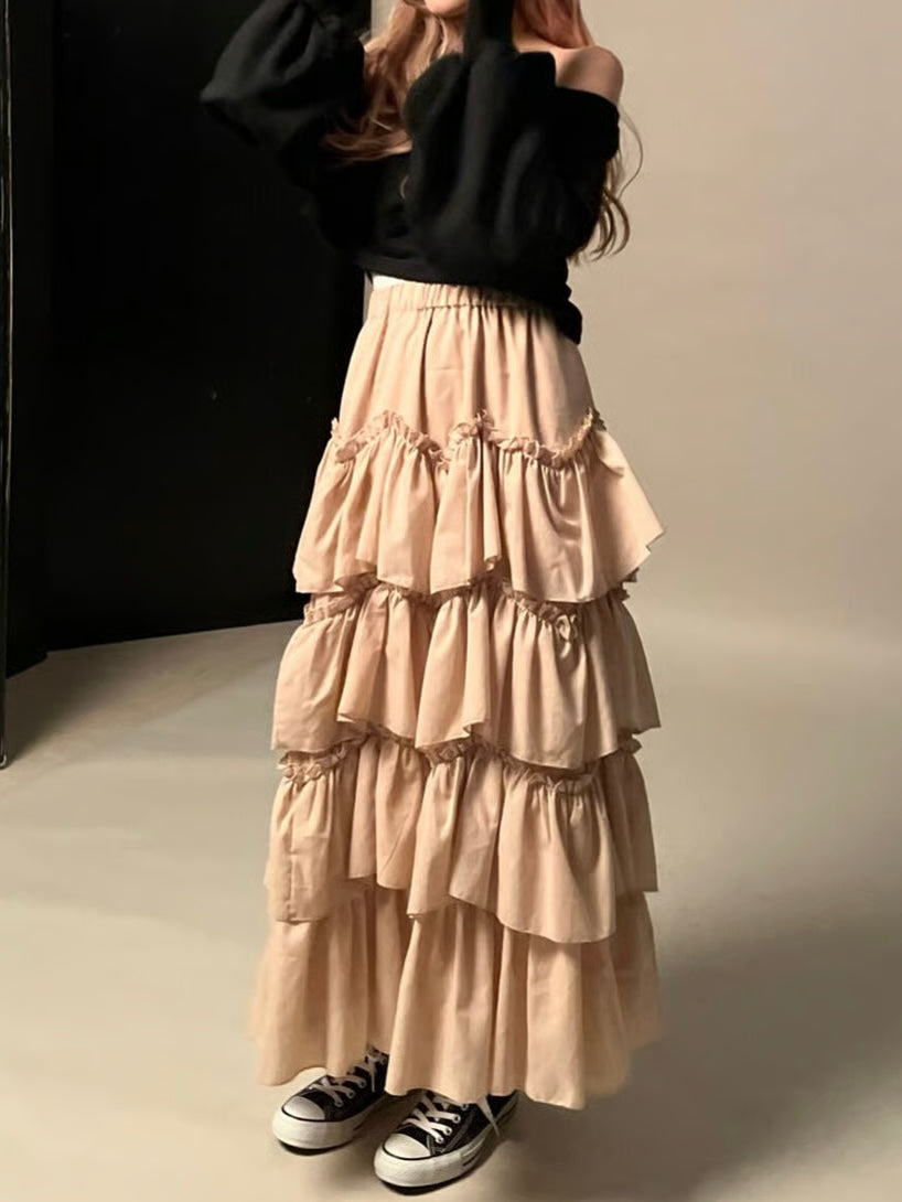 Ballerina pure tiered skirt (beige)