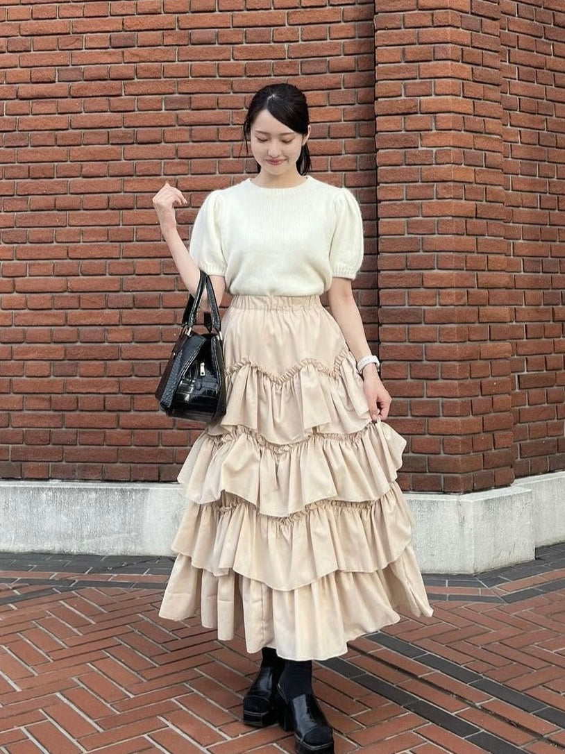 Ballerina pure tiered skirt (beige)