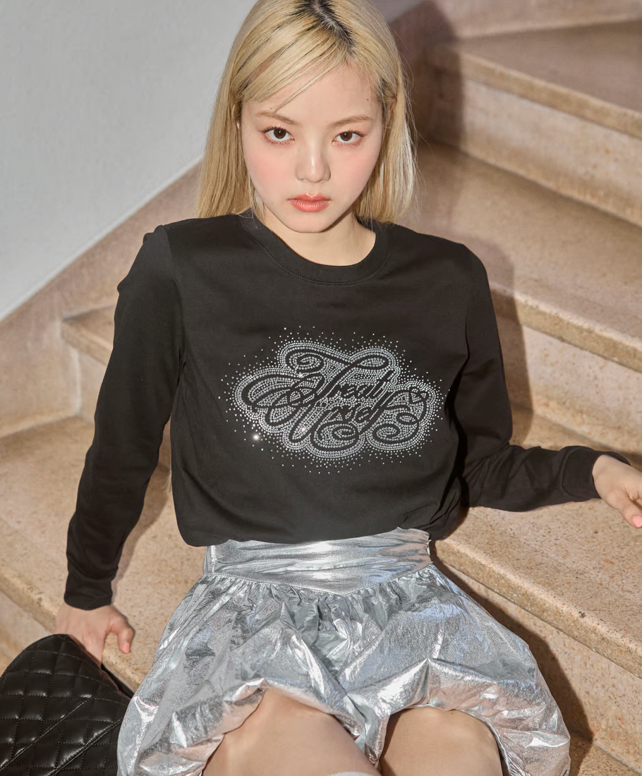 【Delivery in early February】Treat Ürself rhinestone long T-shirts