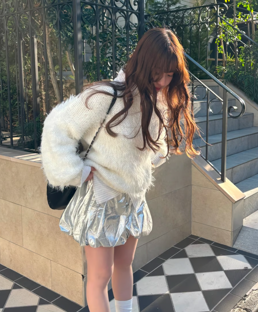 【Delivery in early February】metallic balloon mini skirt