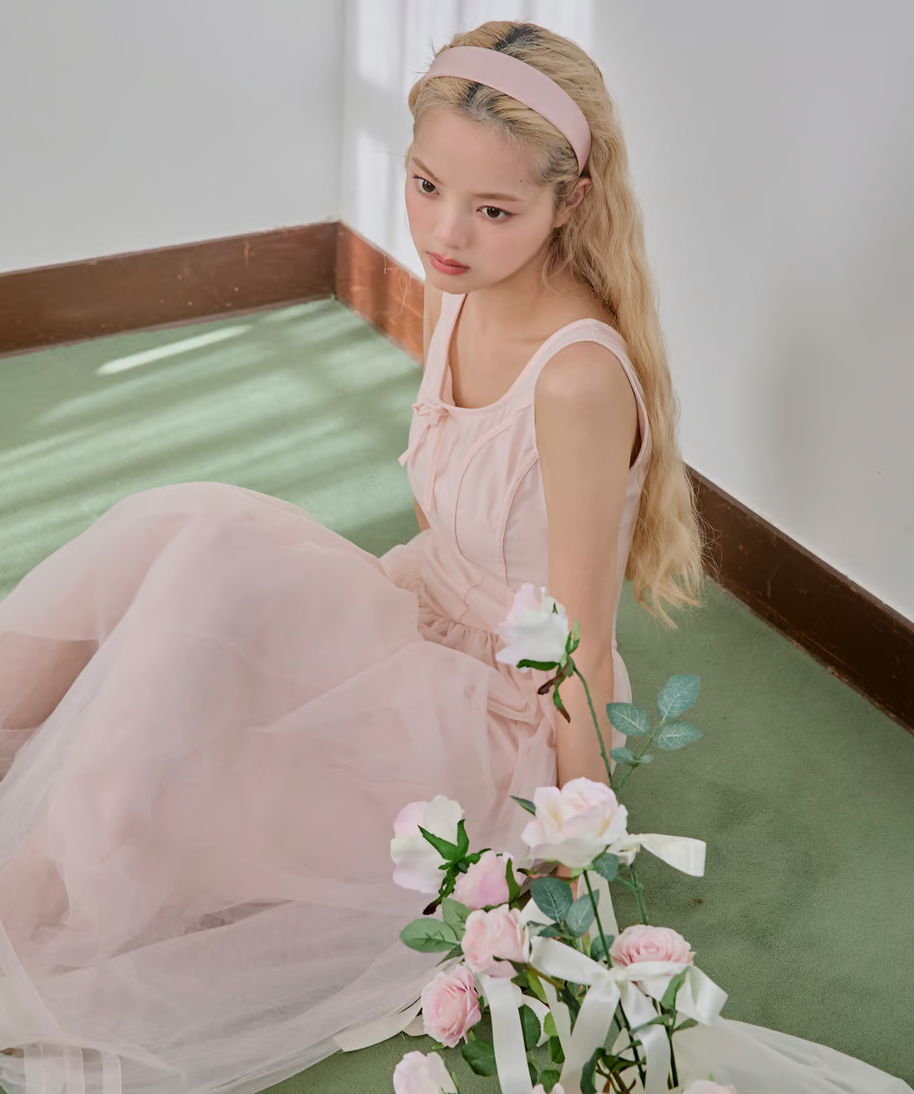 【Delivery in early February】”Ballerina” corset tulle long one-piece(pink)