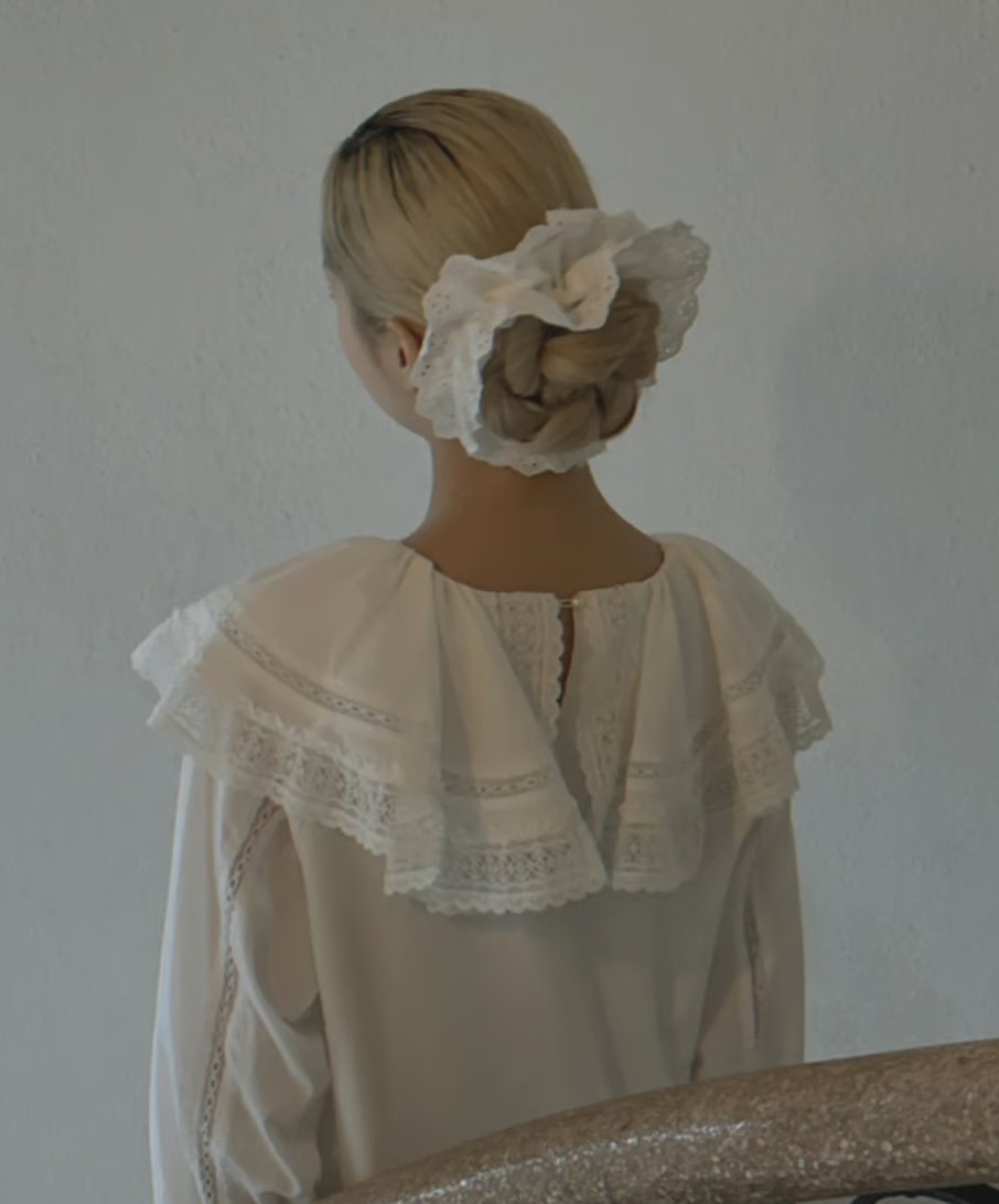 【Delivery in early February】lace frill collar cotton long one piece