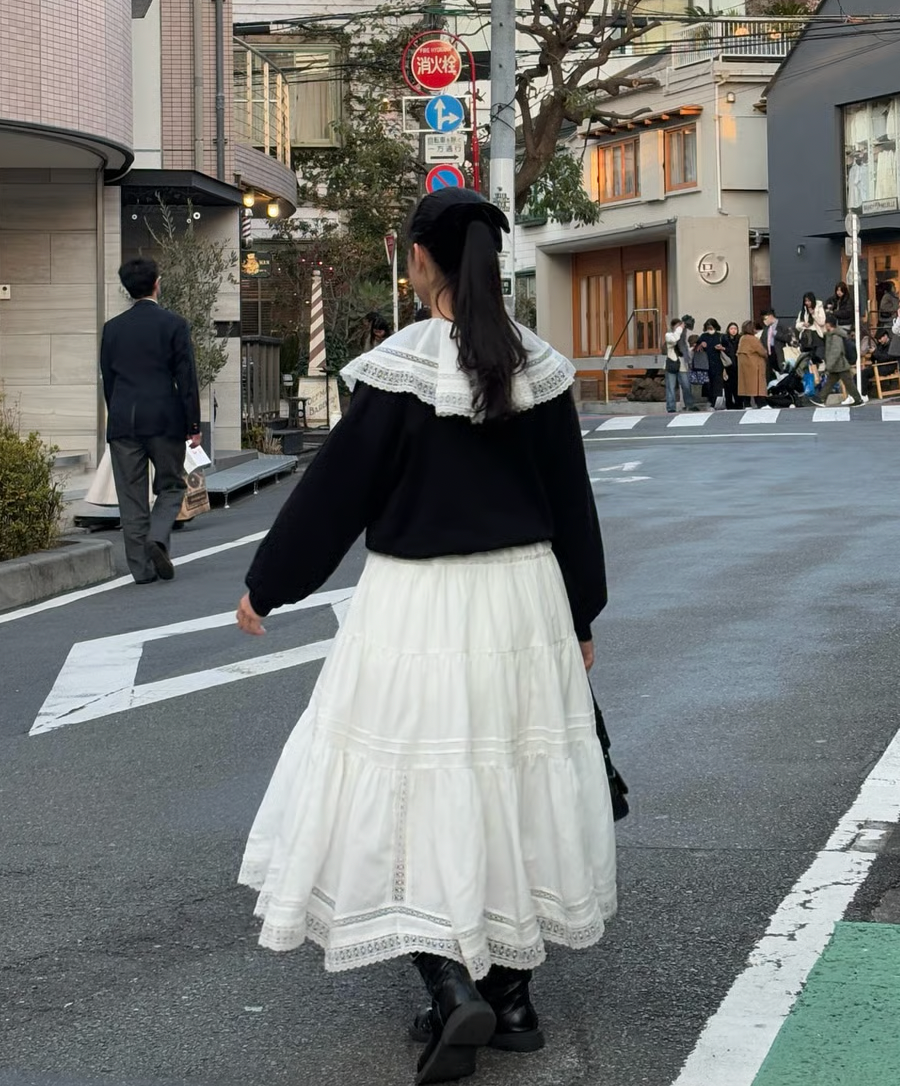 【Delivery in early February】lace frill collar cotton long one piece