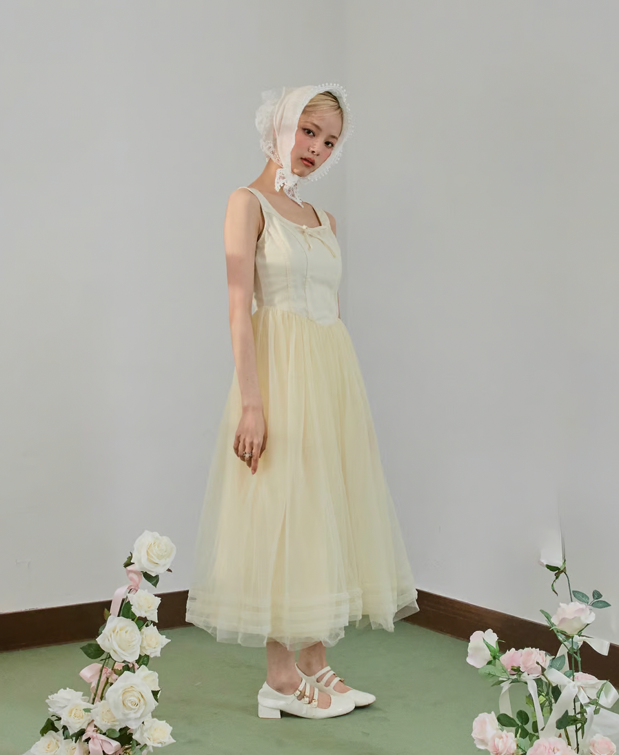 【Delivery in early February】”Ballerina” corset tulle long one-piece(yellow)