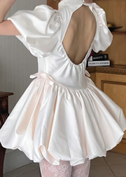 satin balloon peplum mini one-piece(pink)