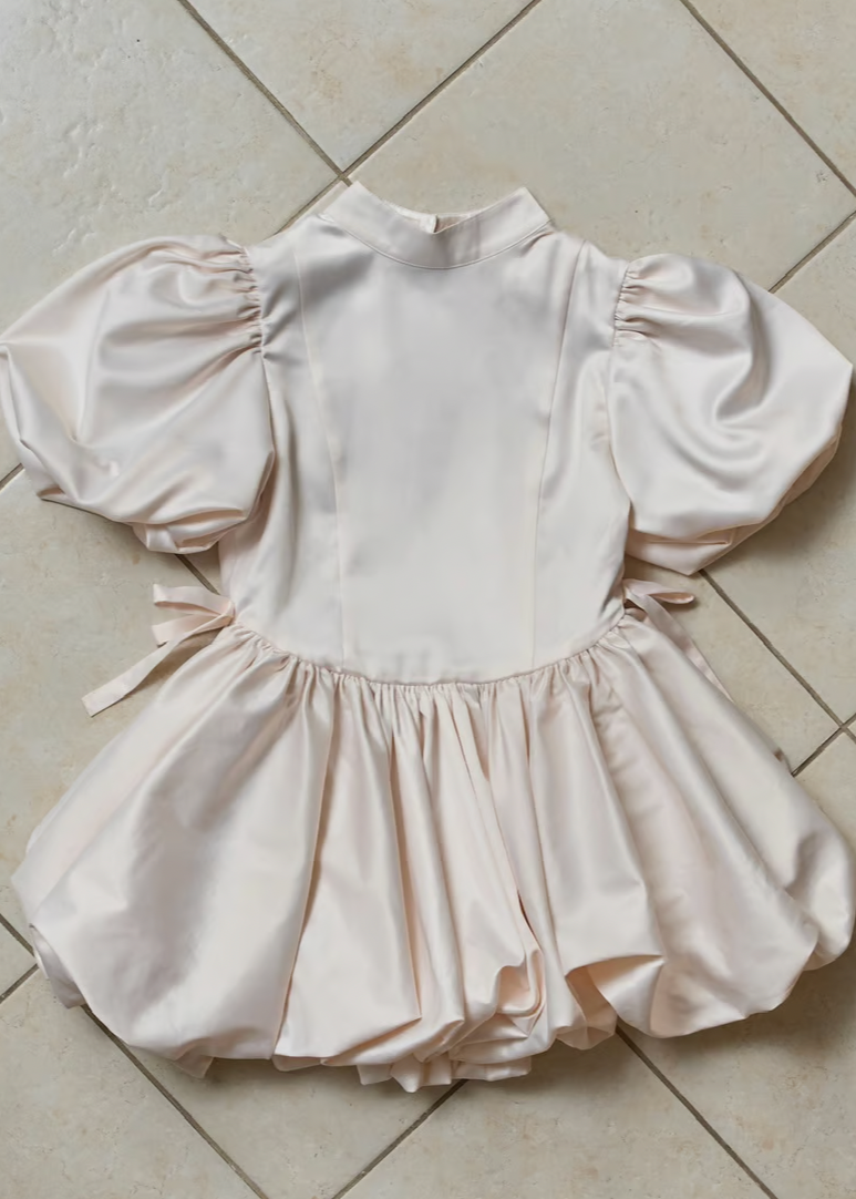 satin balloon peplum mini one-piece(pink)