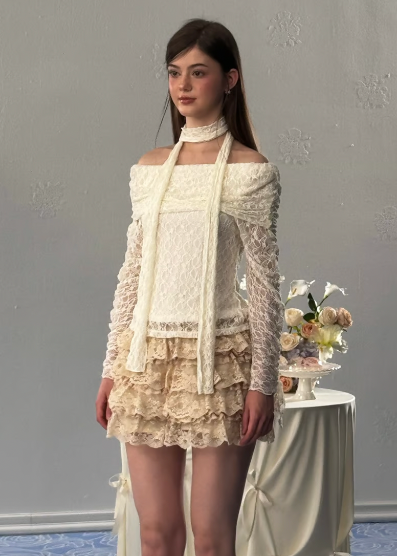 girly lace tutu(beige)