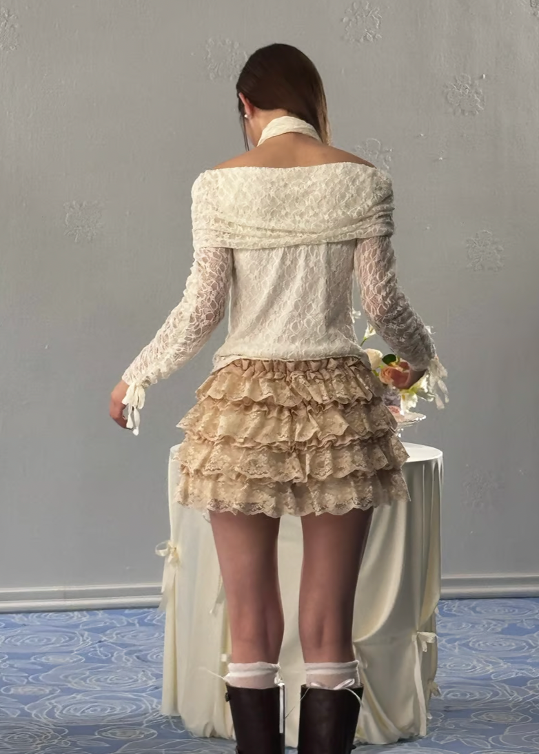 girly lace tutu(beige)