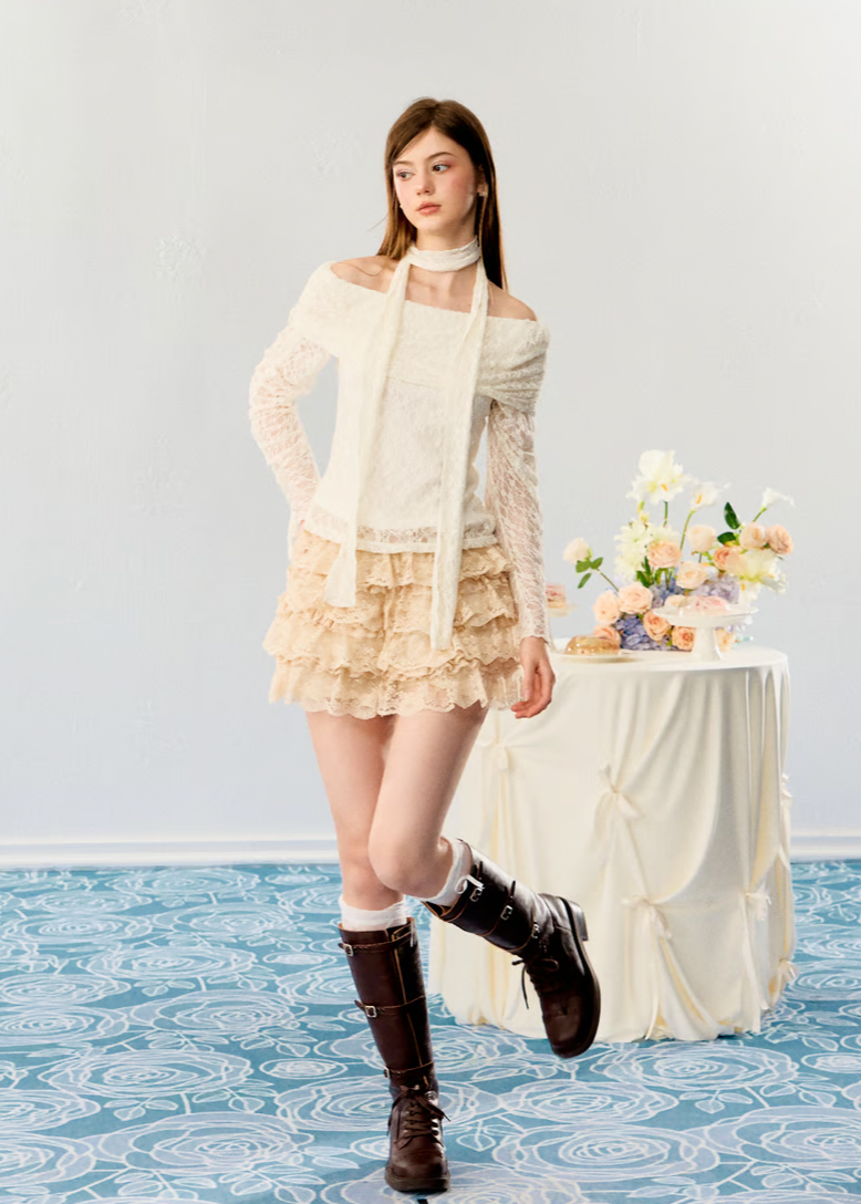 girly lace tutu(beige)