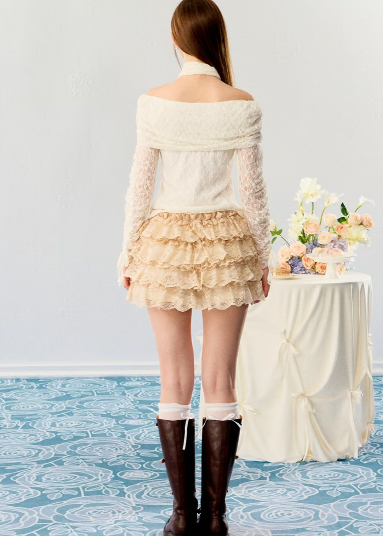 girly lace tutu(beige)